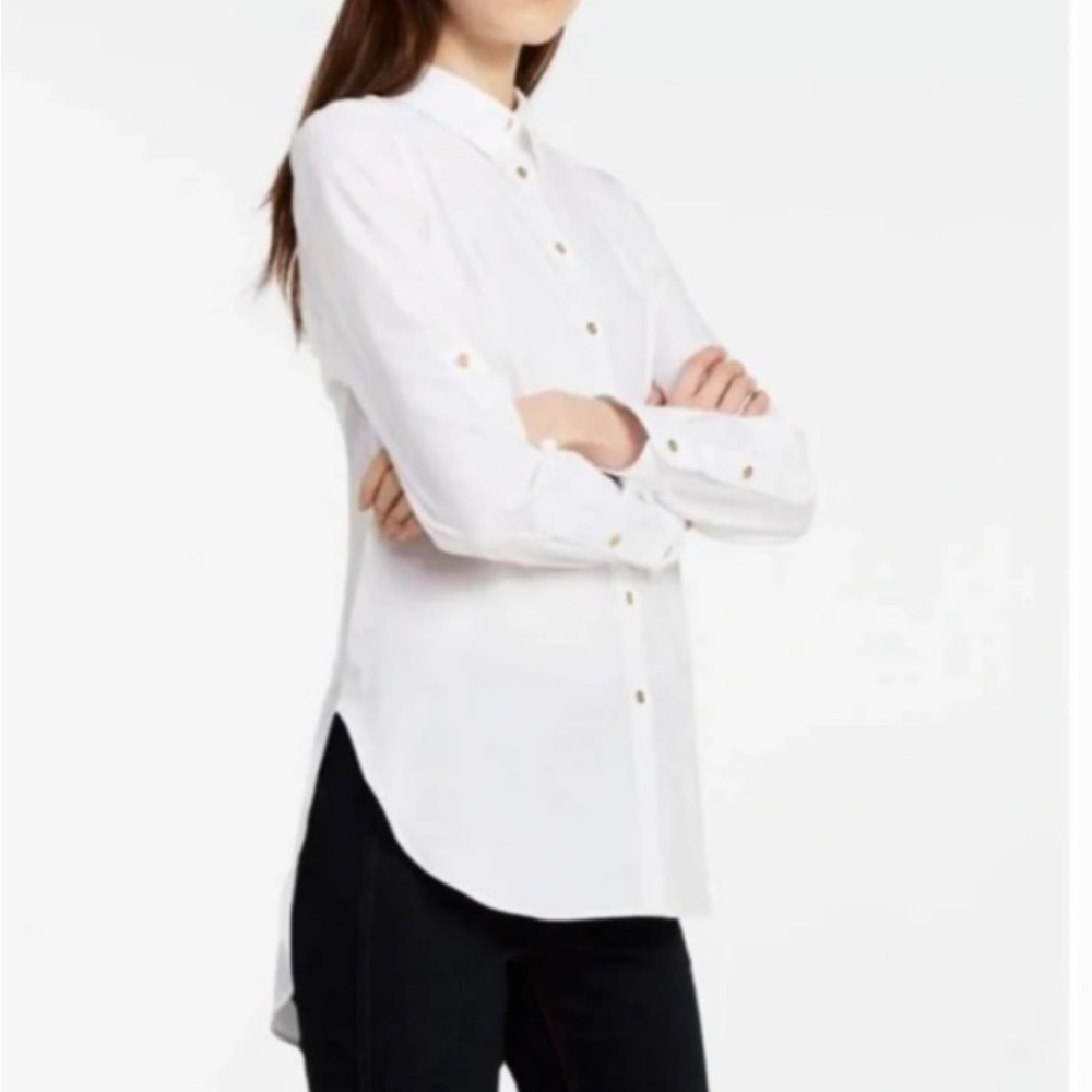 Calvin Klein Non-Iron Tunic Shirt M5TA0580 Small (No Size Tag) Birch White